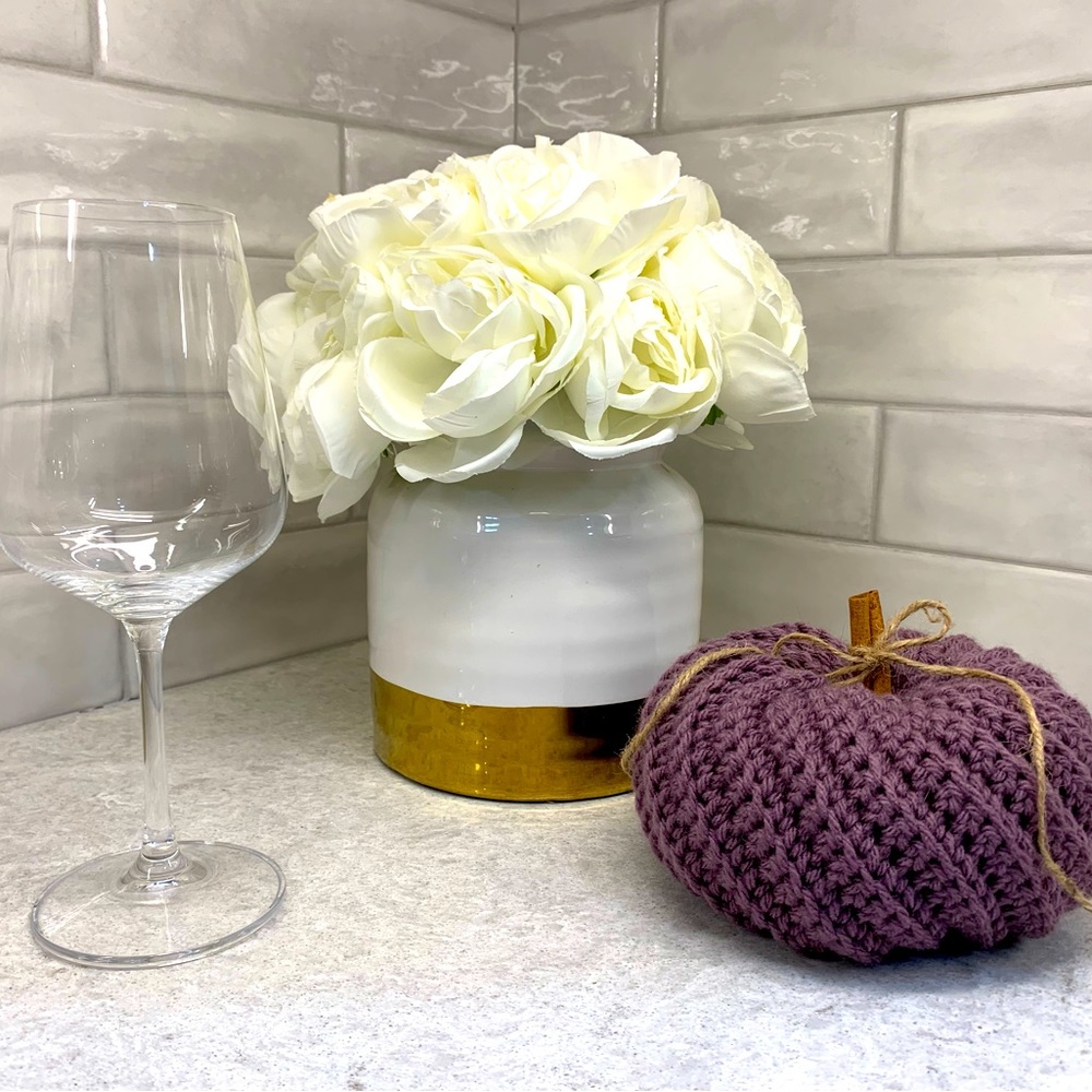 Handmade Swirl-Style Crocheted Purple Pumpkin (Small)